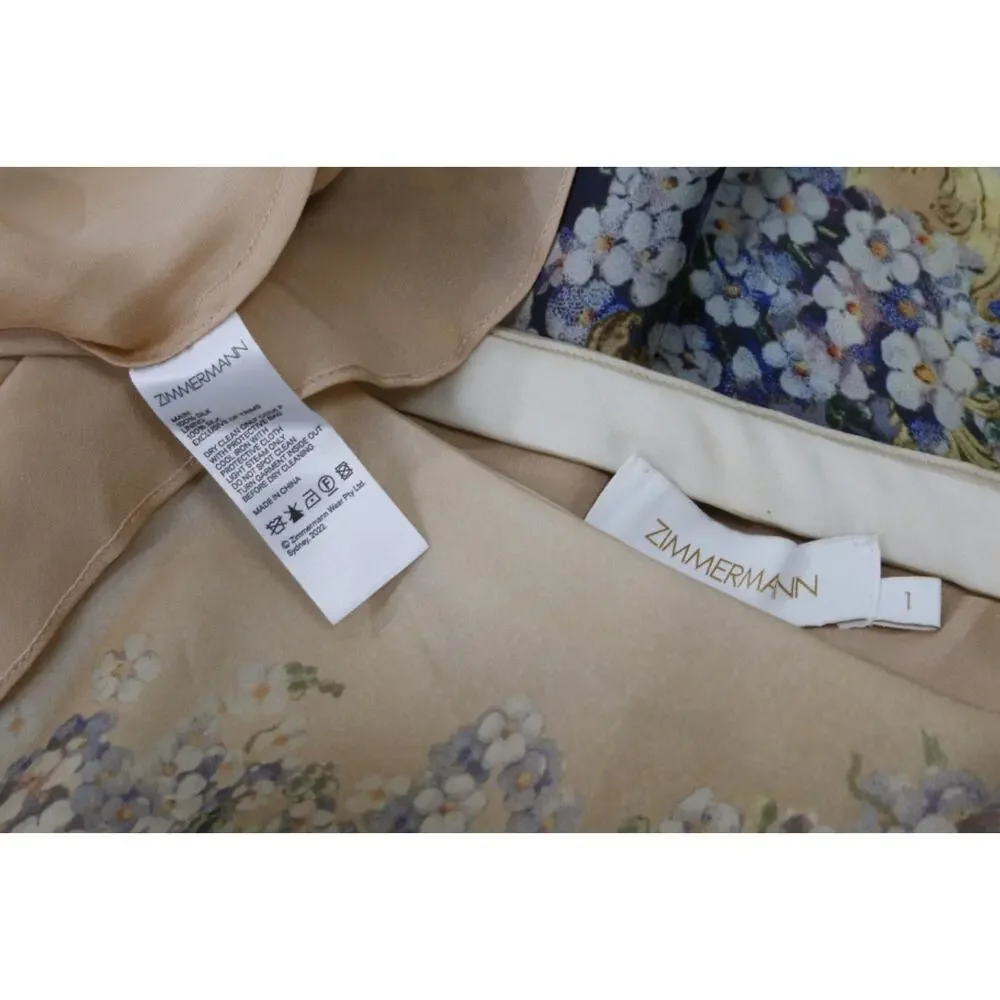 Zimmermann Tama Bias Forget Me Not Flare Skirt Silk Satin Organza Floral Maxi 1 - Picture 15 of 16